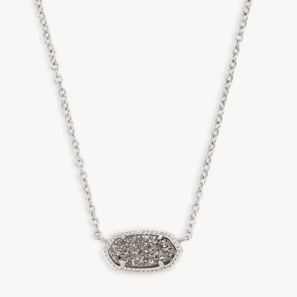 Kendra Scott Elisa Silver Pendant Necklace in Platinum Drusy - Picture 1 of 8